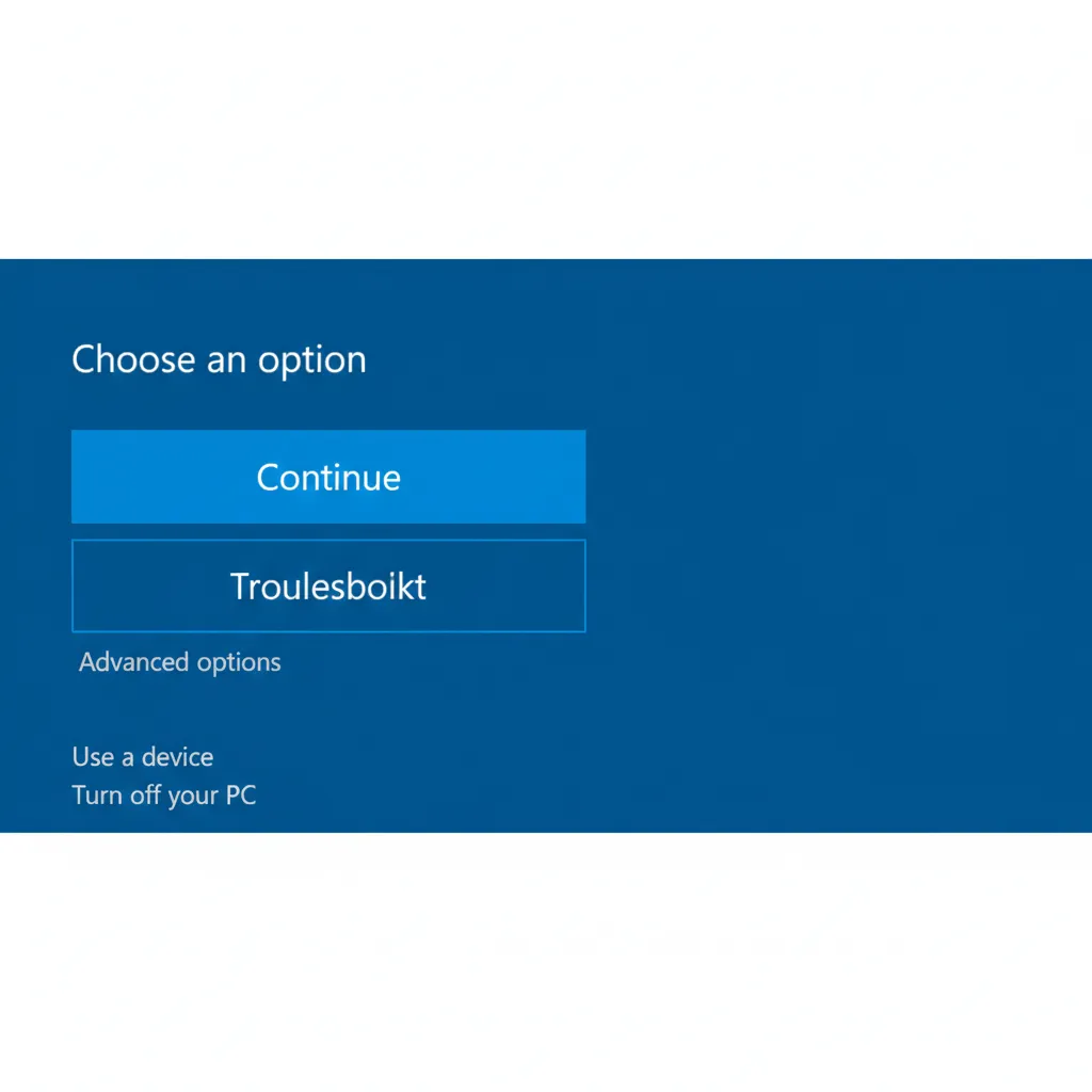 A screenshot of the Windows Recovery Environment (WinRE) blue interface showing the Troubleshoot and Advanced options menu.